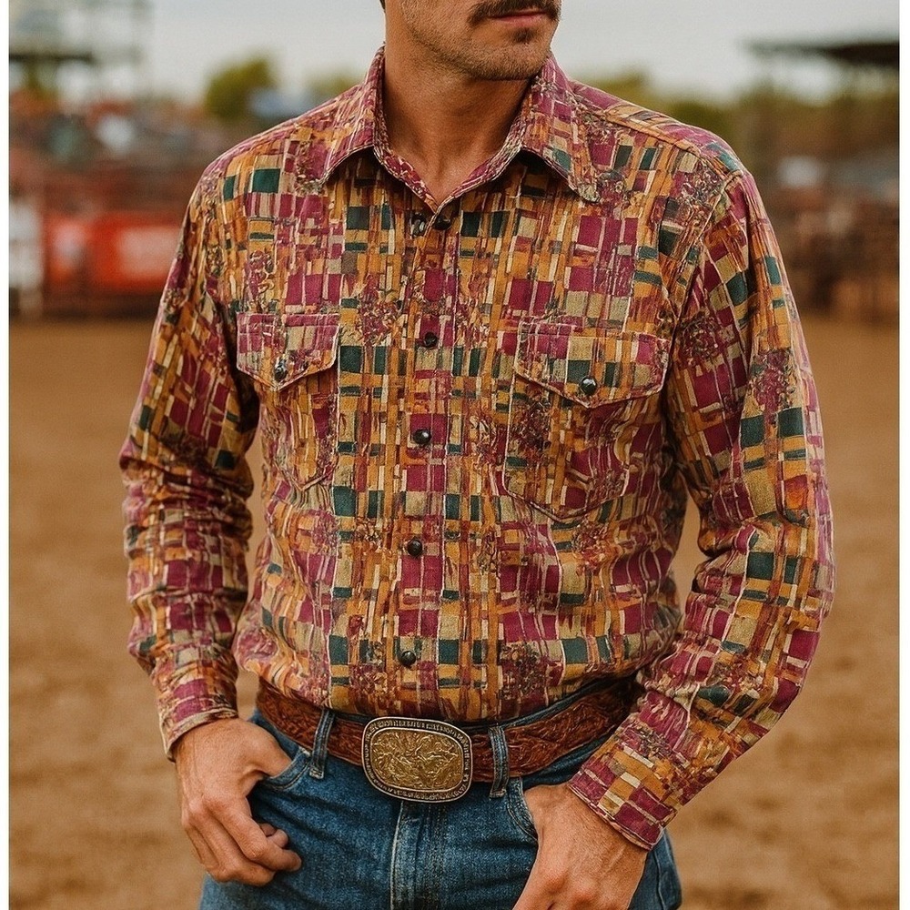 Vintage The 45th West Collection Men's Shirt Large Southwestern City Chic